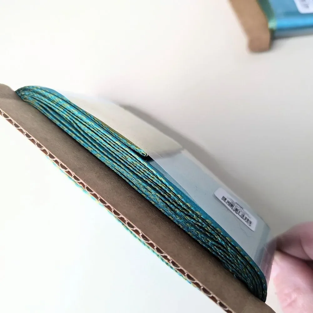 Crate&Barrel Teal & Green 2 Inch Wide Satin Ribbon 2 Count